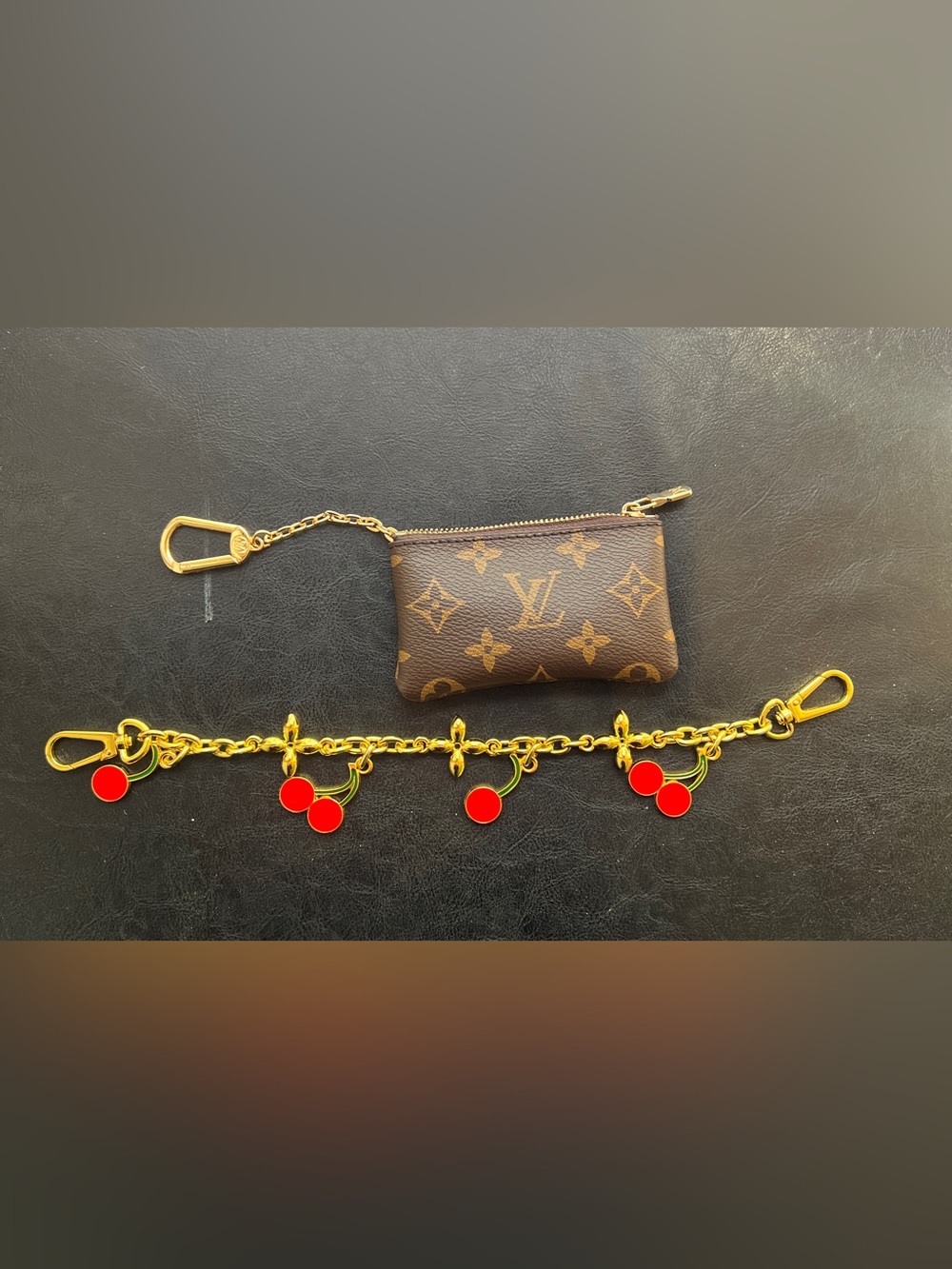 Mini pouch with chain and Gold Cherry Bag Chain